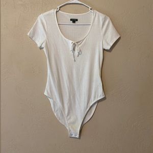 Ribbed White Body Suit